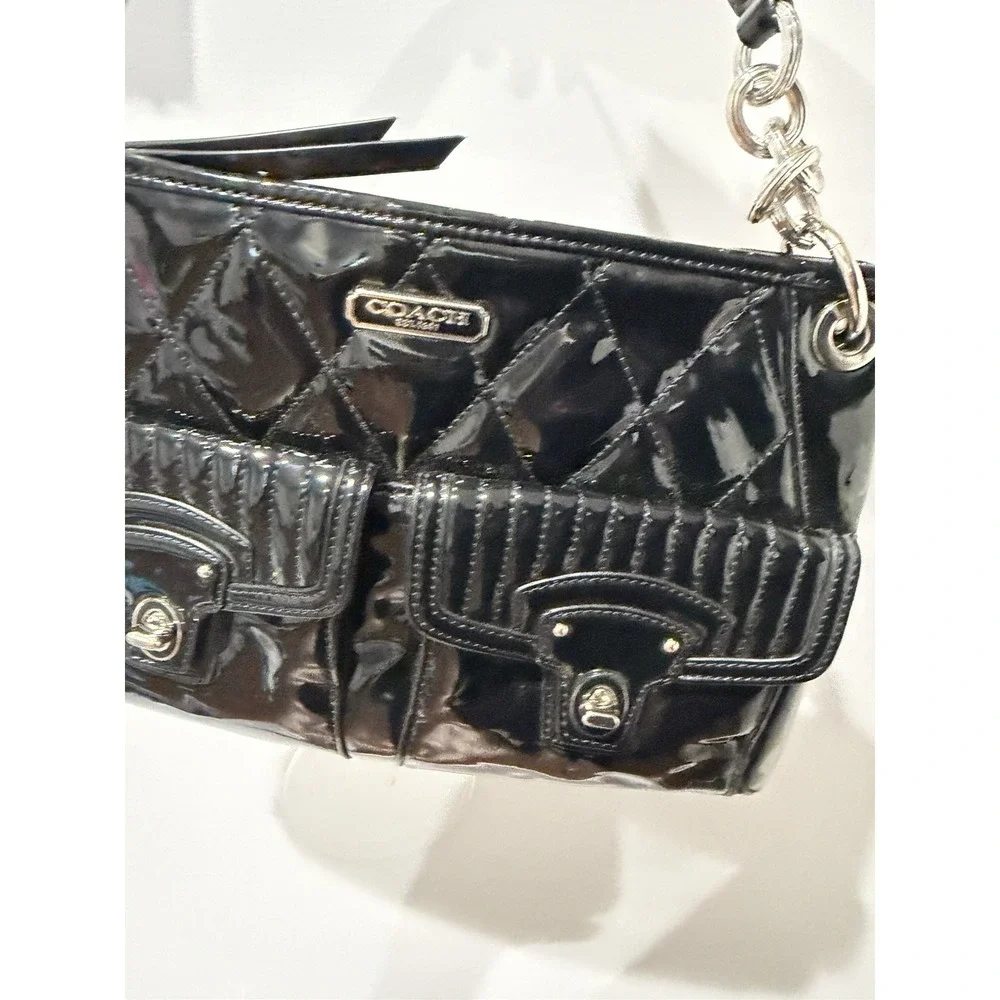 Coach Black Patent Leather Poppy  Shoulder Bag 18673 Purse Y2K F